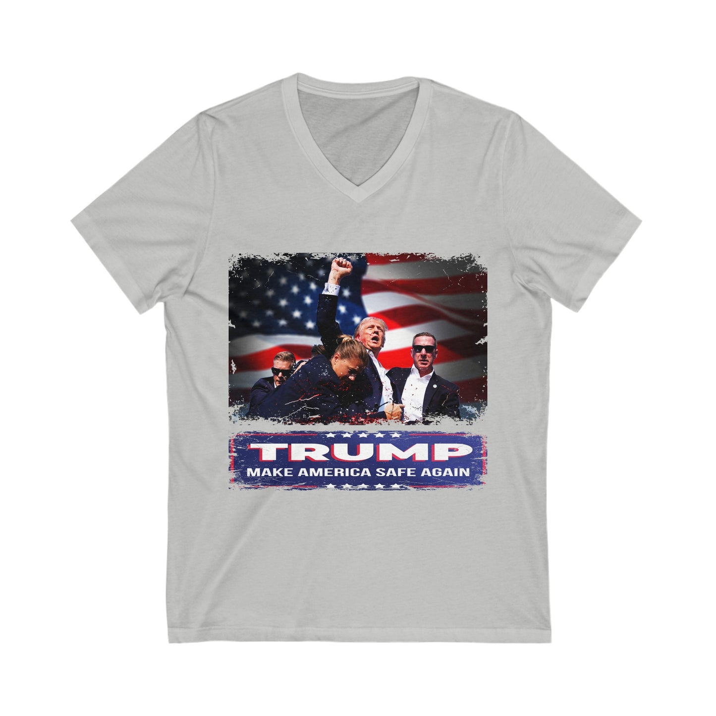 Trump Makes America Safe Again Unisex Jersey Short Sleeve V-Neck Tee