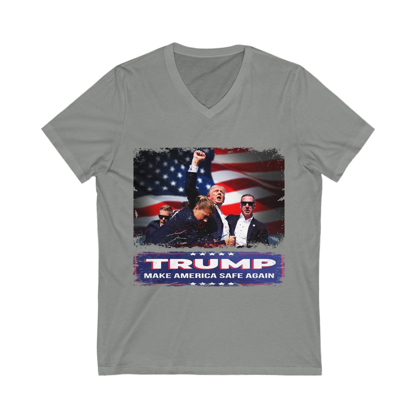 Trump Makes America Safe Again Unisex Jersey Short Sleeve V-Neck Tee