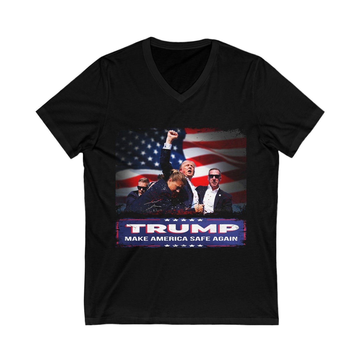 Trump Makes America Safe Again Unisex Jersey Short Sleeve V-Neck Tee