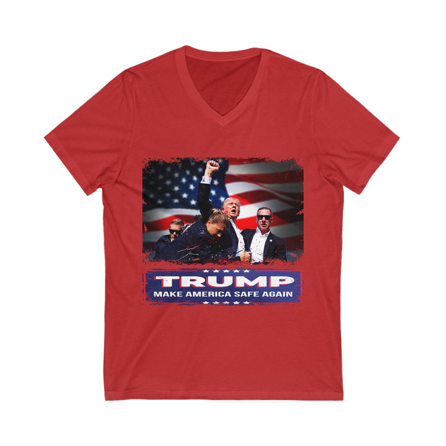 Trump Makes America Safe Again Unisex Jersey Short Sleeve V-Neck Tee